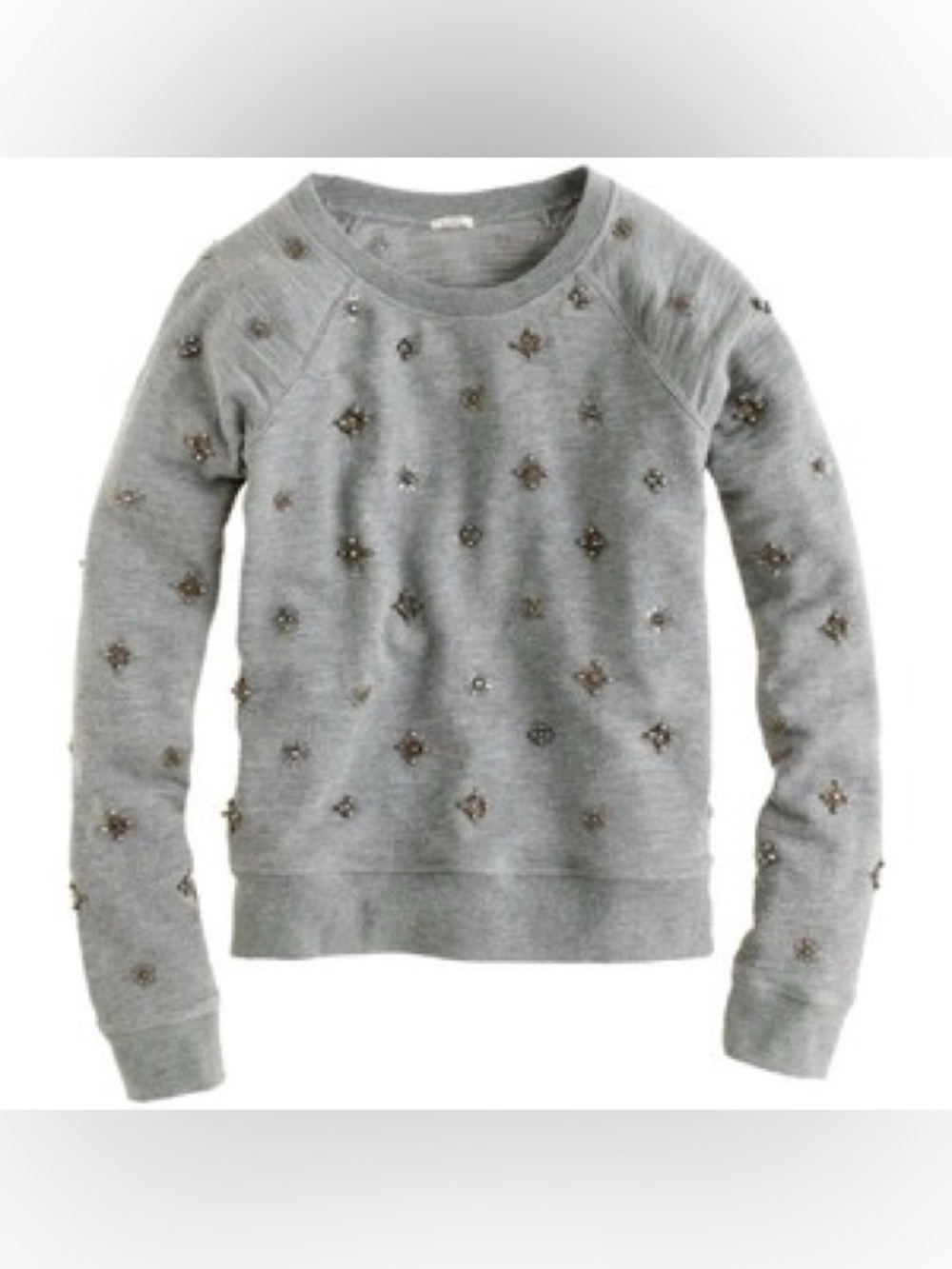 J. Crew Heather Charcoal Embellished Crewneck Sweater - EUC